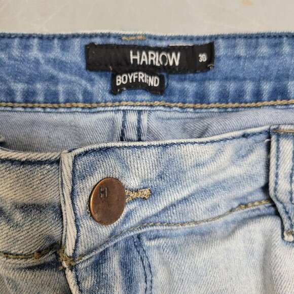 Harlow Boyfriend Jeans Light Wash Distressed Womens 30 Regular Fit Low Rise - Picture 8 of 11